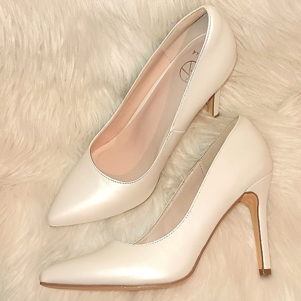 Pearl Finish Faux Leather Stiletto Heels